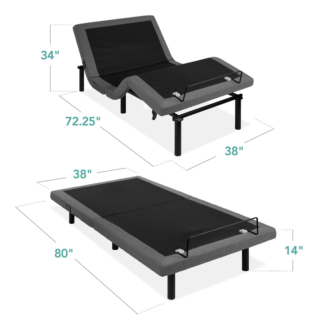 Best Choice Products Ergonomic Queen Size Adjustable Bed Frame, Electric Base w/Wireless Remote Control, Nightlight, Massager, 2 USB Ports
