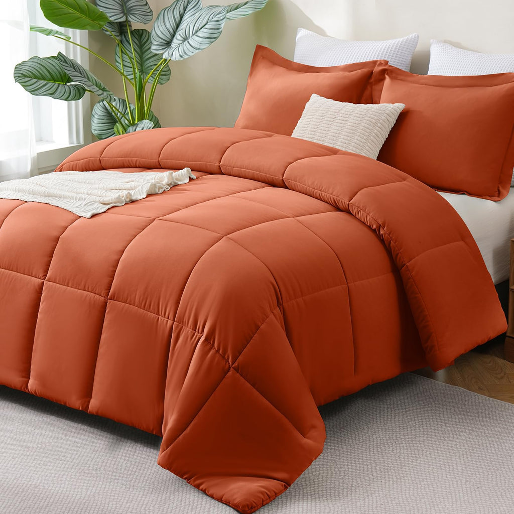 CozyLux Queen Comforter Set Black - 270GSM 3 Pieces Box Stitched Comforters Queen Size, Soft Bed Set for All Seasons, Lightweight Bedding Sets with 1 Down Alternative Comforter and 2 Pillow Shams