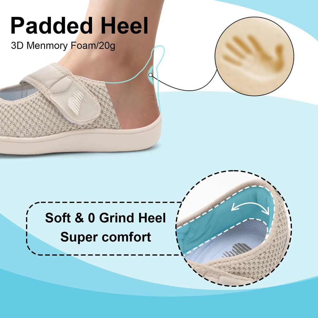 BARERUN Womens Barefoot Walking Shoes Adjustable Wide Diabetic Shoes Breathable Zero Drop Sneakers for Wide Width Arthritis Edema Feet Nursing Shoe Indoor Outdoor