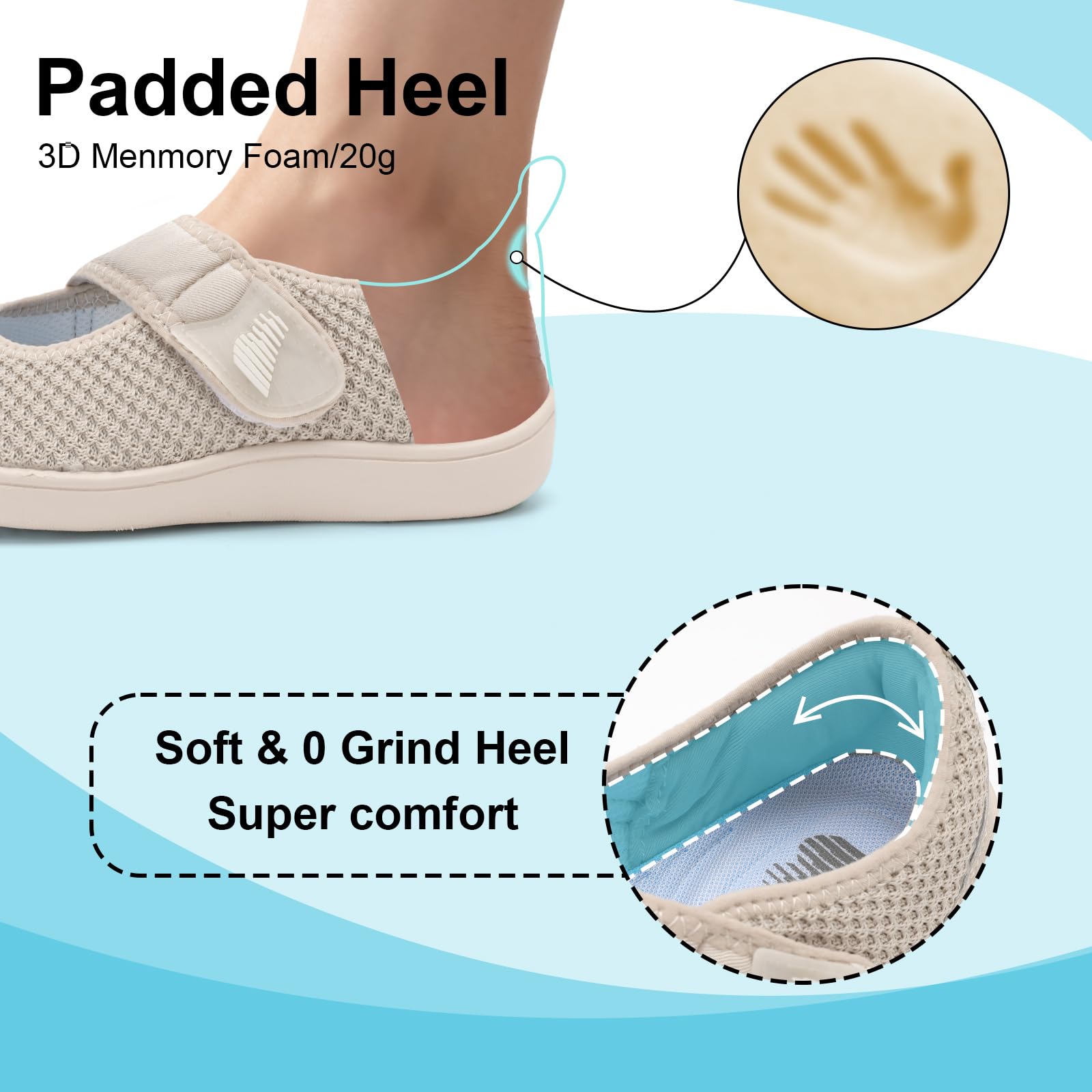 BARERUN Womens Barefoot Walking Shoes Adjustable Wide Diabetic Shoes Breathable Zero Drop Sneakers for Wide Width Arthritis Edema Feet Nursing Shoe Indoor Outdoor