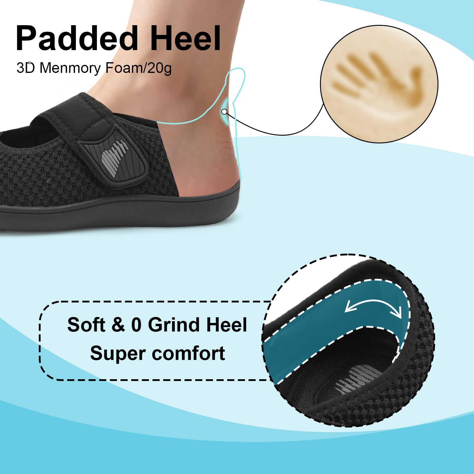 BARERUN Womens Barefoot Walking Shoes Adjustable Wide Diabetic Shoes Breathable Zero Drop Sneakers for Wide Width Arthritis Edema Feet Nursing Shoe Indoor Outdoor