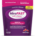 MiraFAST Soft Chews, from the Makers of MiraLAX, Gentle Constipation Relief, Fast Acting, Stimulant Free Saline Laxative, Magnesium Hydroxide, Blueberry & Raspberry Flavor, 60ct