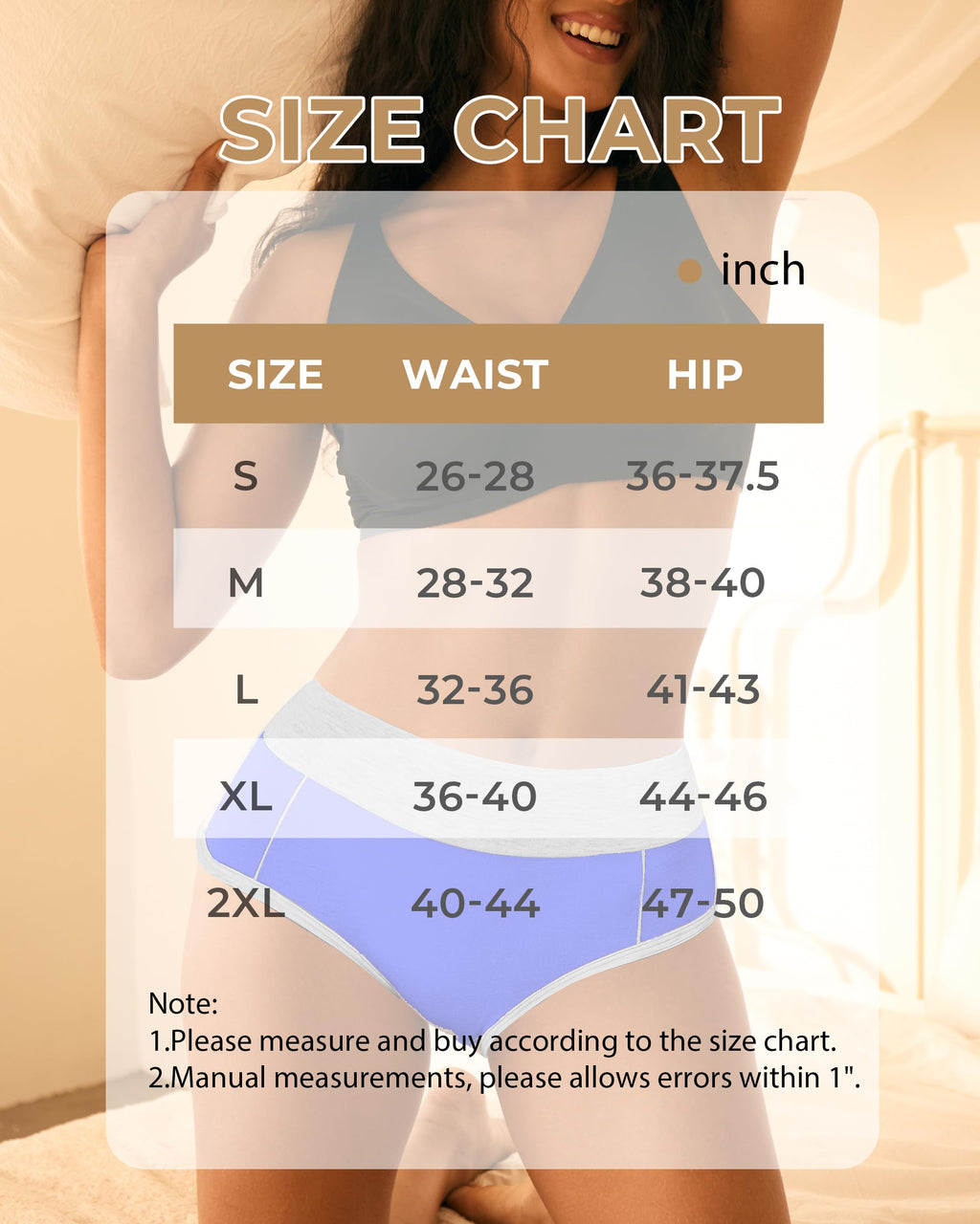 BAMBOO COOL Women's Underwear High Waisted Briefs Full Coverage Soft and Breathable Panties, 5-Pack