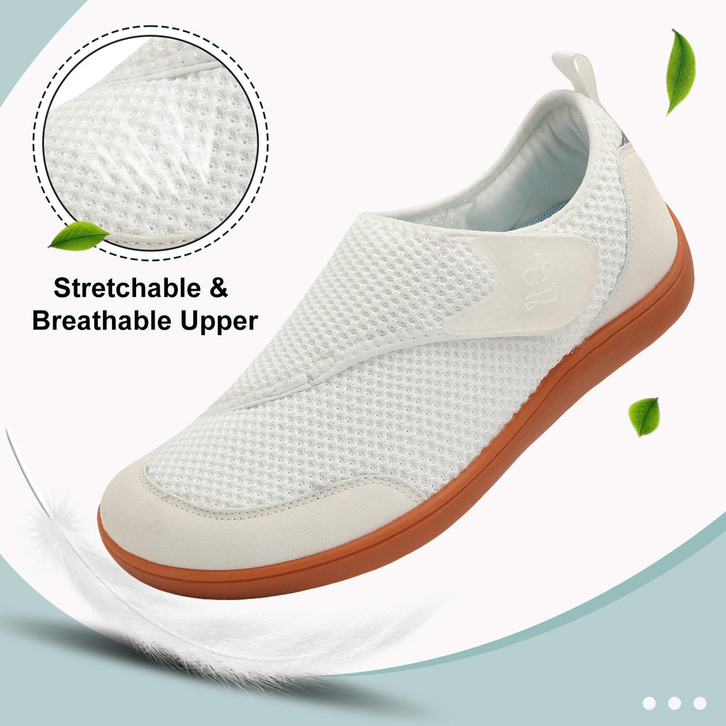 LeIsfIt Mens Wide Diabetic Shoes Adjustable Barefoot Walking Shoes Breathable Zero Drop Sneakers for Wide Width Arthritis Edema Feet