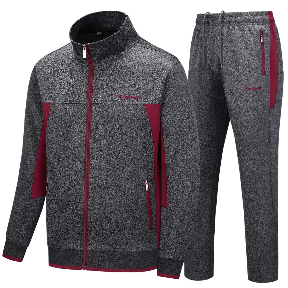 Men's Casual Athletic Tracksuit Long Sleeve Sweatsuit Set Full Zip Running Jacket and Pants 2 Piece Outfits