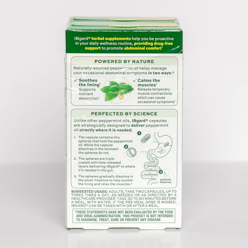 IBgard Gut Health Supplement, Peppermint Oil Capsules for Abdominal Comfort, 48 Capsules