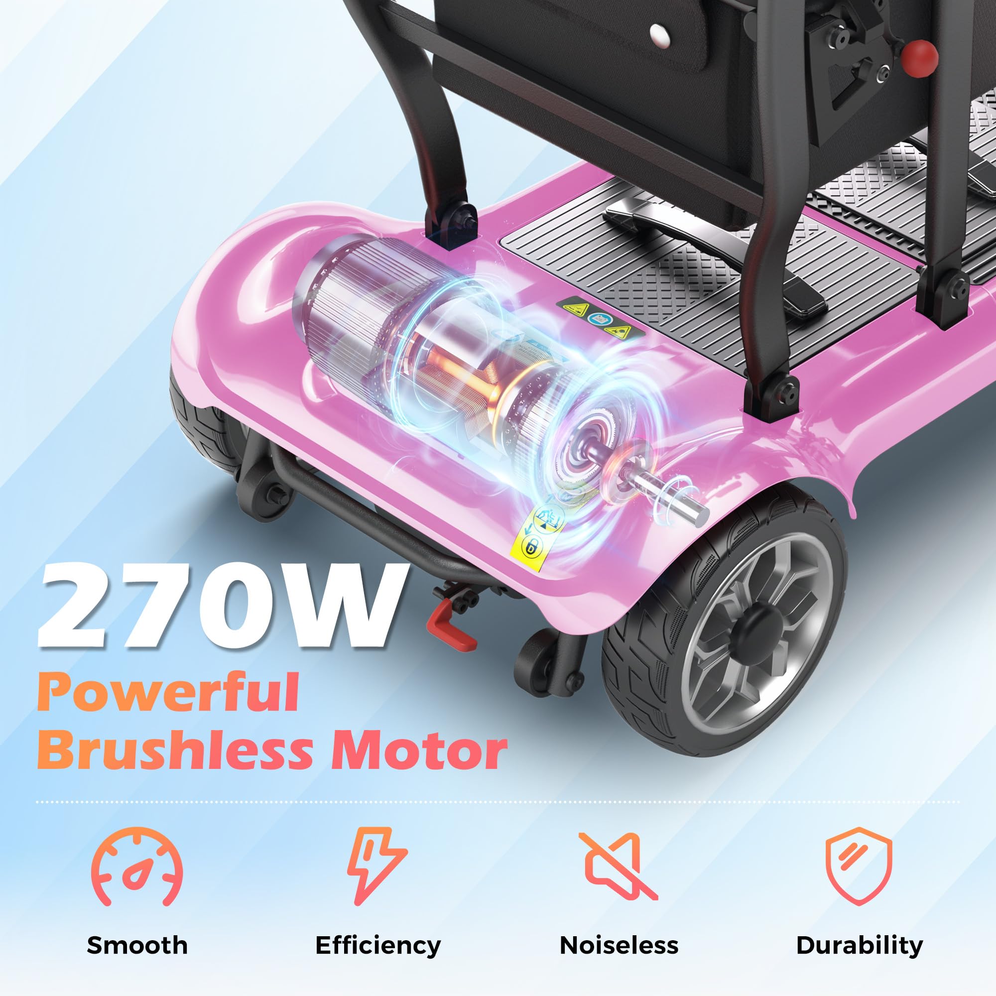 Lightweight Mobility Scooter for Seniors & Adults - Cruise & Airport Approved, 43lb Foldable Portable Motorized Scooters with Removable Lithium Battery for 12.4 Miles Travel, 300lb Capacity, Red