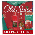 Old Spice Holiday Gift Pack for men, Bearglove Scent, Body Wash, Aluminum Free Deodorant, Body Spray, and 2 in 1 Shampoo, 24/7 Holiday Freshness, 4-pack, Gift Box for him, Holidude Edition