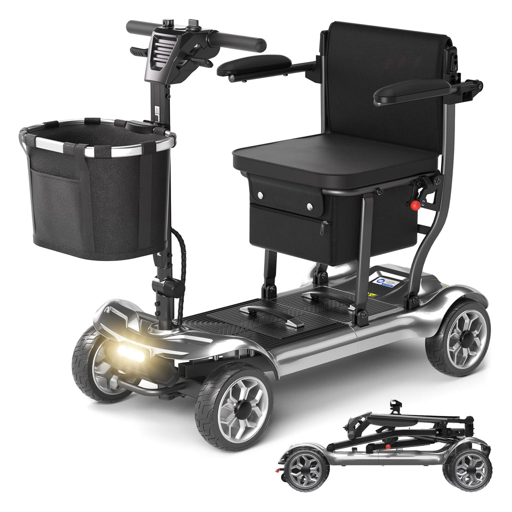 Lightweight Mobility Scooter for Seniors & Adults - Cruise & Airport Approved, 43lb Foldable Portable Motorized Scooters with Removable Lithium Battery for 12.4 Miles Travel, 300lb Capacity, Red