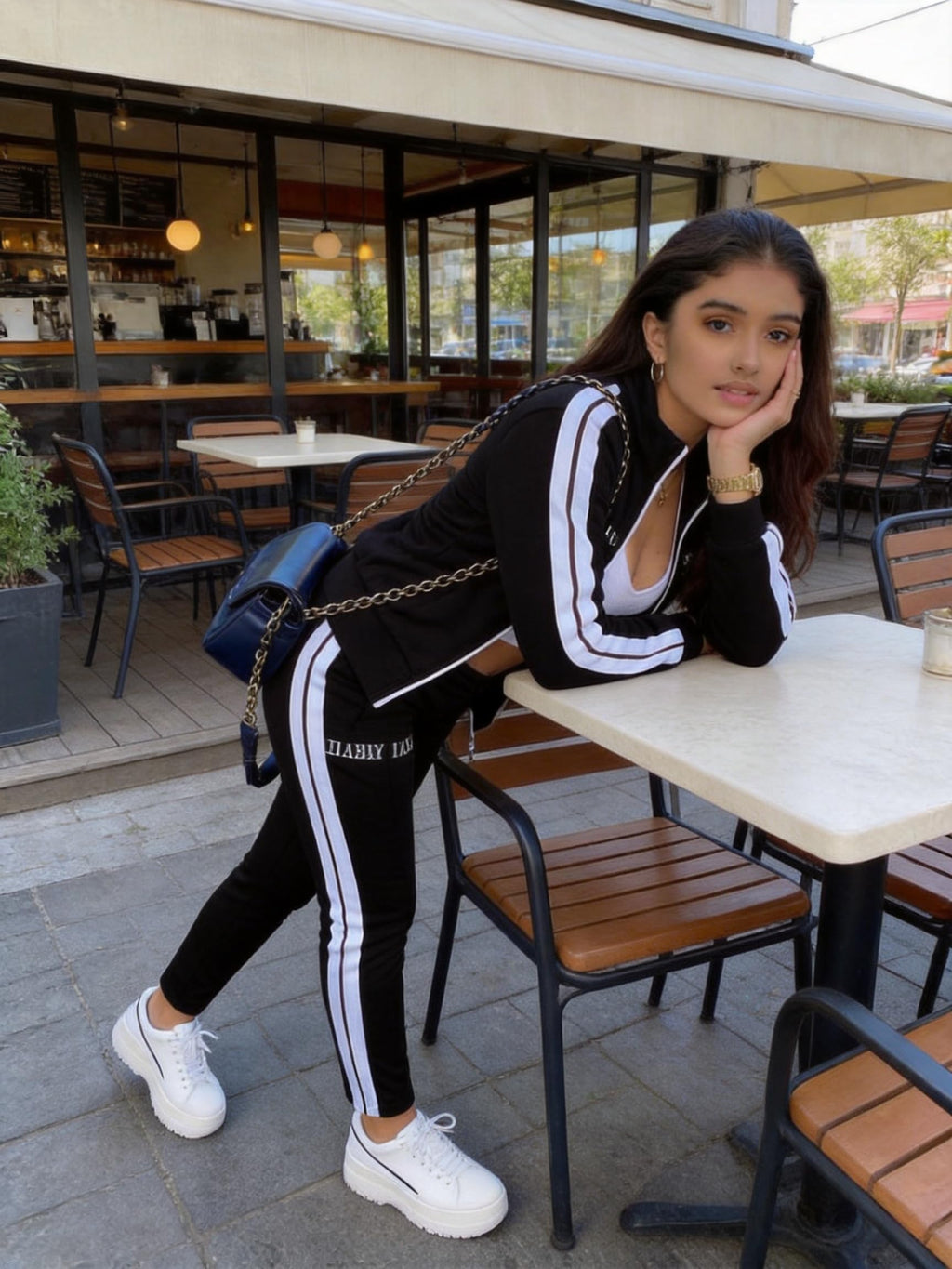 Women's 2 Piece Track Suits with Pockets,Full Zip Striped Sweatsuits Set,Jogging Sets Activewear with Jogger Pants S-XXL