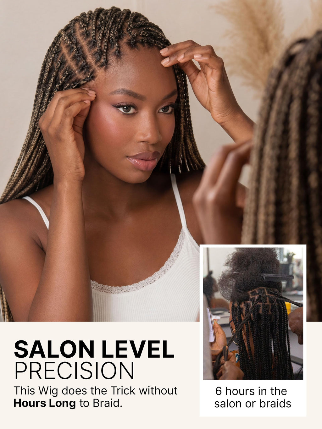 LUVME HAIR Full Lace 26 Inch Braided Wig OwnScalp™ Salon-Level 200% Density | Nautral Bleached Knots Human Hair Blended Synthetic Braids with a Natural Real Scalp Look Full HD Lace Knotless Box Braid Wig
