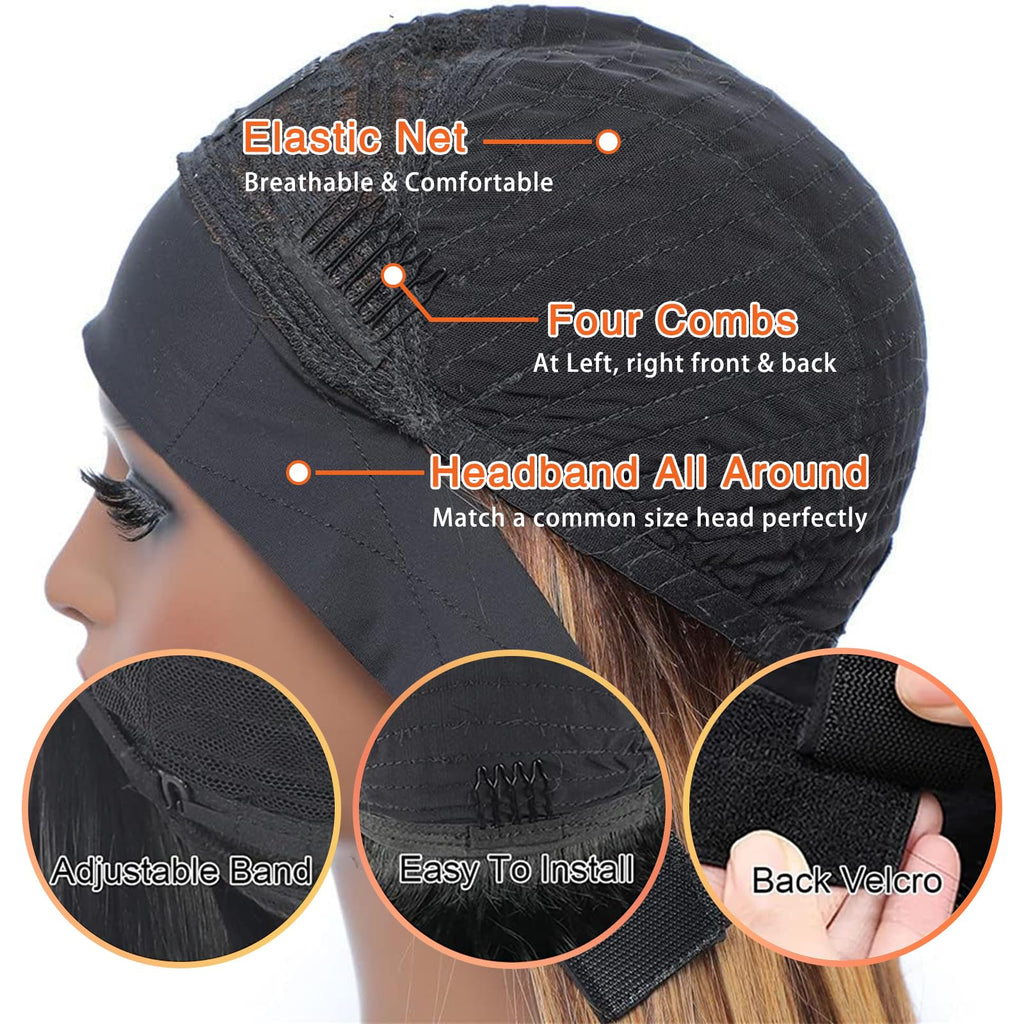Aiterina Headband Wig Deep Wave 12 Inch Human Hair Headband Wig Curly hair Glueless Human Hair Wigs Machine Made No Lace deep Curly Headband Wigs Natural color