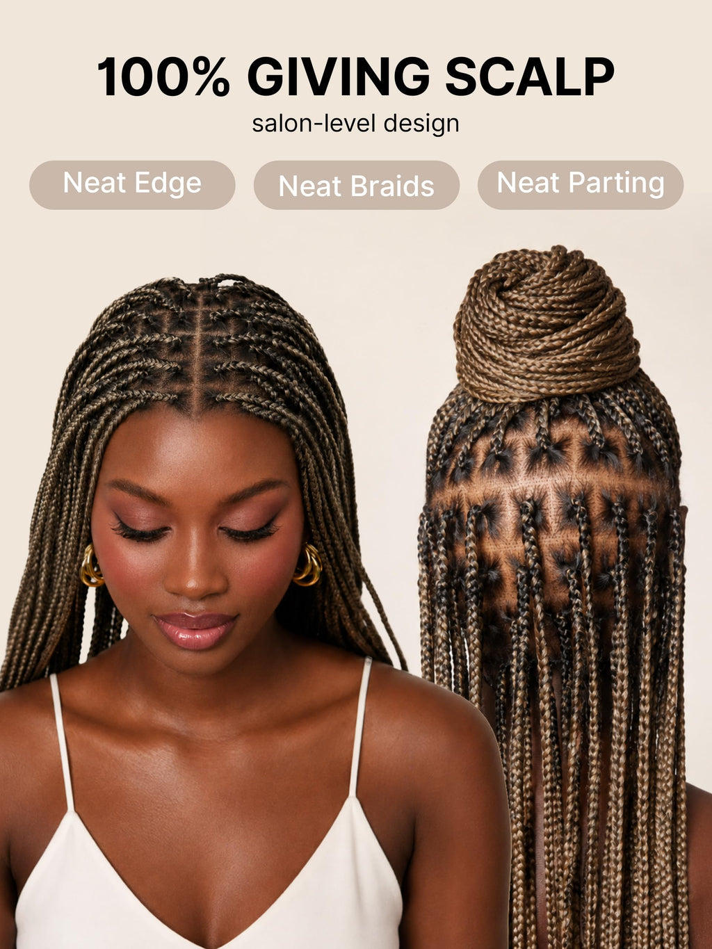 LUVME HAIR Full Lace 26 Inch Braided Wig OwnScalp™ Salon-Level 200% Density | Nautral Bleached Knots Human Hair Blended Synthetic Braids with a Natural Real Scalp Look Full HD Lace Knotless Box Braid Wig