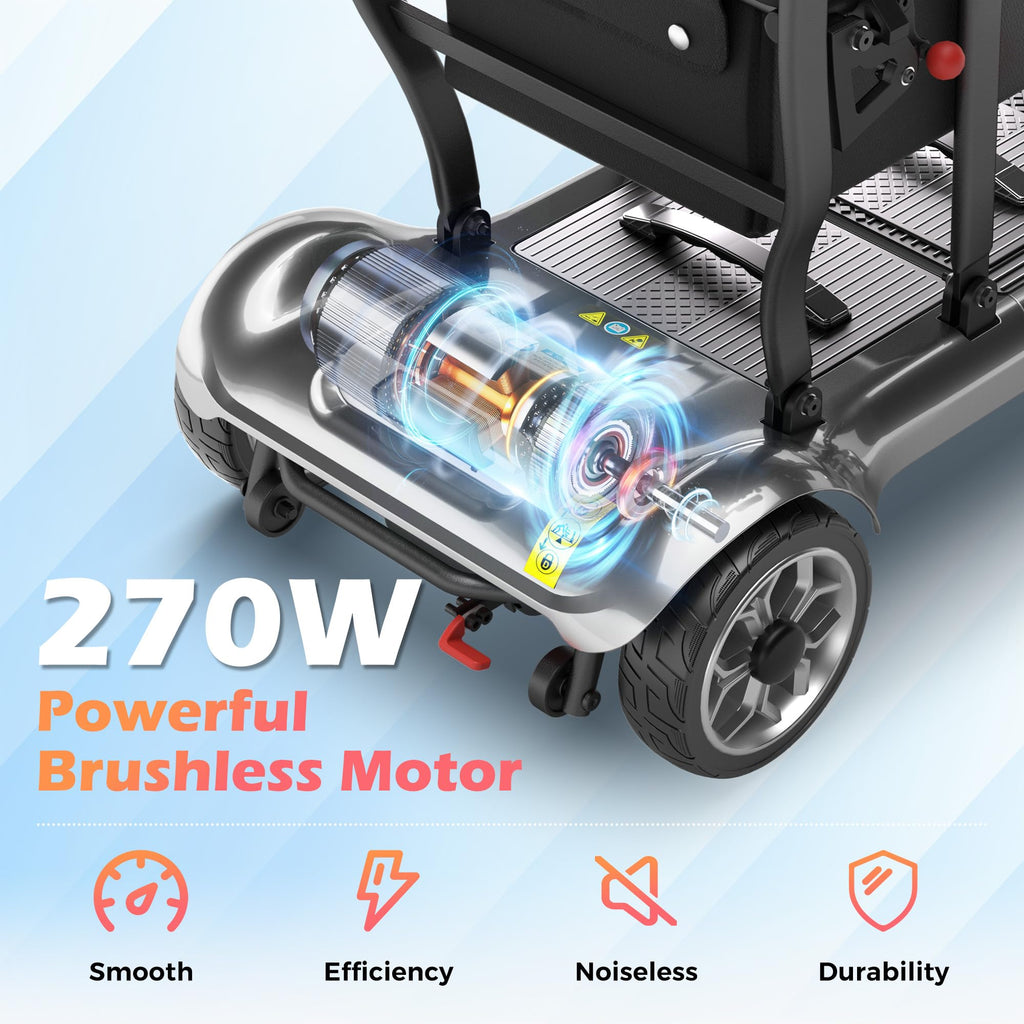 Lightweight Mobility Scooter for Seniors & Adults - Cruise & Airport Approved, 43lb Foldable Portable Motorized Scooters with Removable Lithium Battery for 12.4 Miles Travel, 300lb Capacity, Red