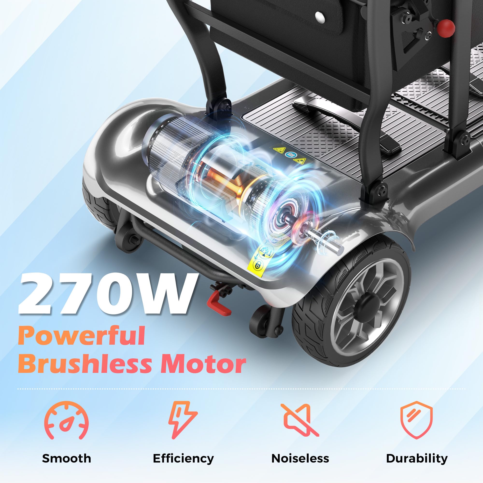 Lightweight Mobility Scooter for Seniors & Adults - Cruise & Airport Approved, 43lb Foldable Portable Motorized Scooters with Removable Lithium Battery for 12.4 Miles Travel, 300lb Capacity, Red
