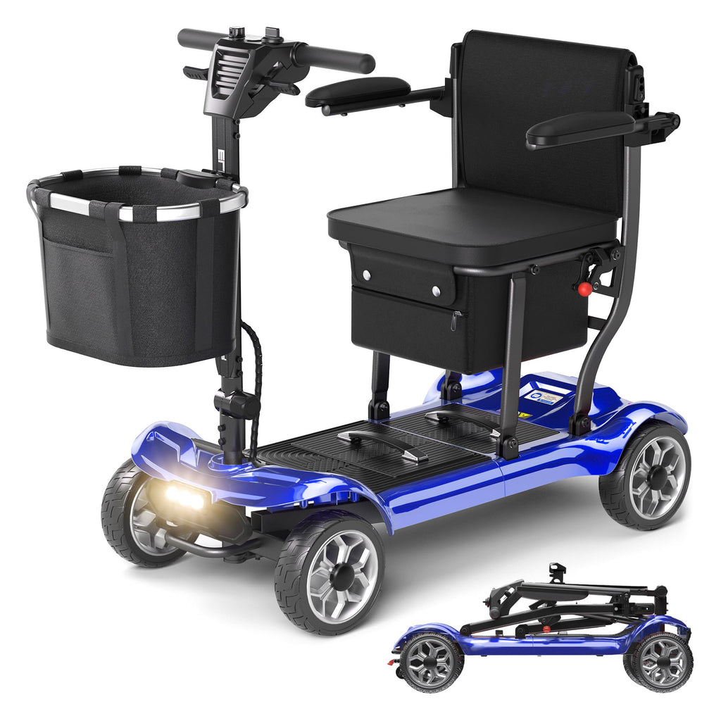 Lightweight Mobility Scooter for Seniors & Adults - Cruise & Airport Approved, 43lb Foldable Portable Motorized Scooters with Removable Lithium Battery for 12.4 Miles Travel, 300lb Capacity, Red