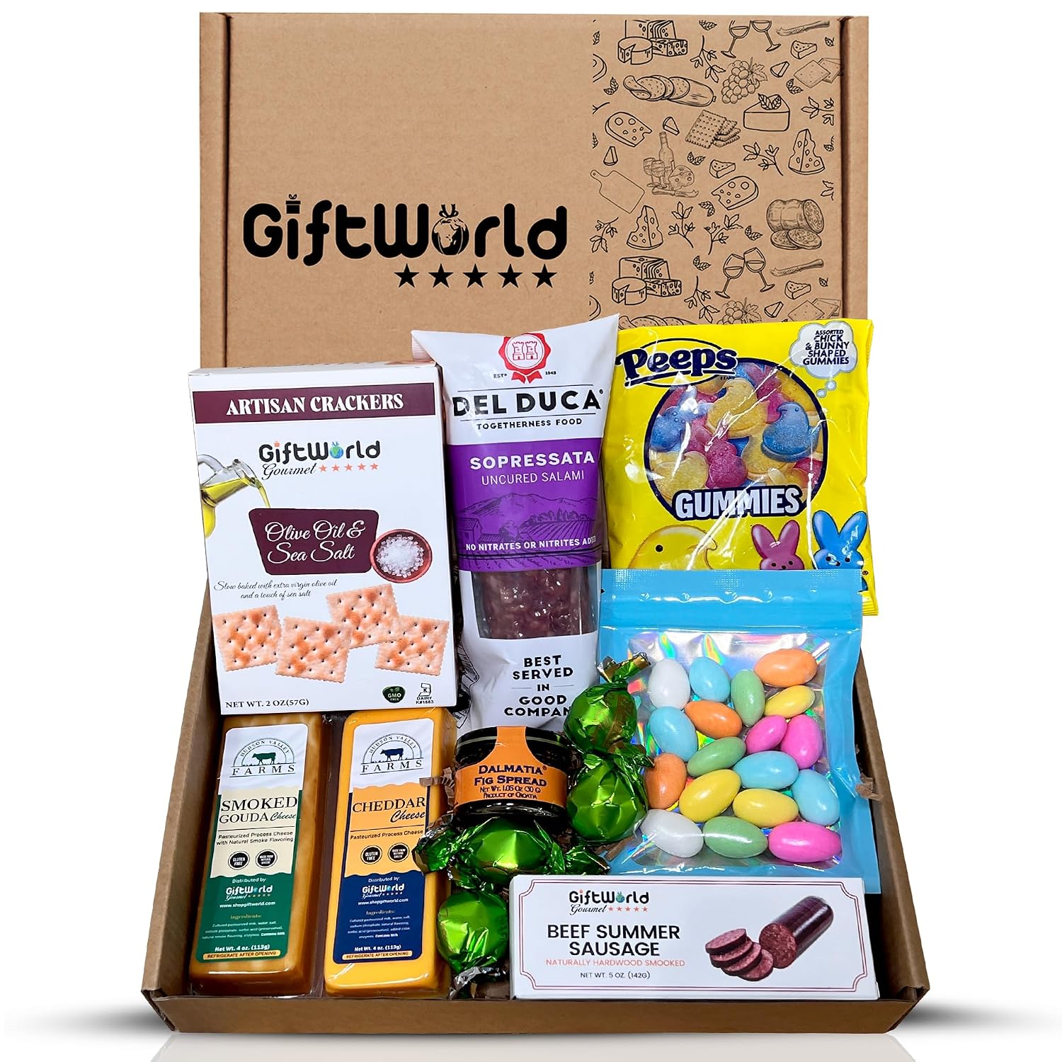 Charcuterie Meat and Cheese Gift Basket, Charcuterie Board Food Items, Food Gifts for Men, Meat Sampler For Men, Tailgating, Business, Congratulations, Care Packages, Thanksgiving and Christmas Gift (8-item Bundle)