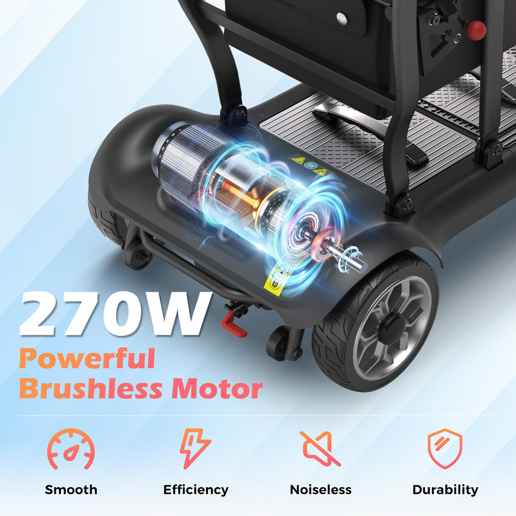 Lightweight Mobility Scooter for Seniors & Adults - Cruise & Airport Approved, 43lb Foldable Portable Motorized Scooters with Removable Lithium Battery for 12.4 Miles Travel, 300lb Capacity, Red