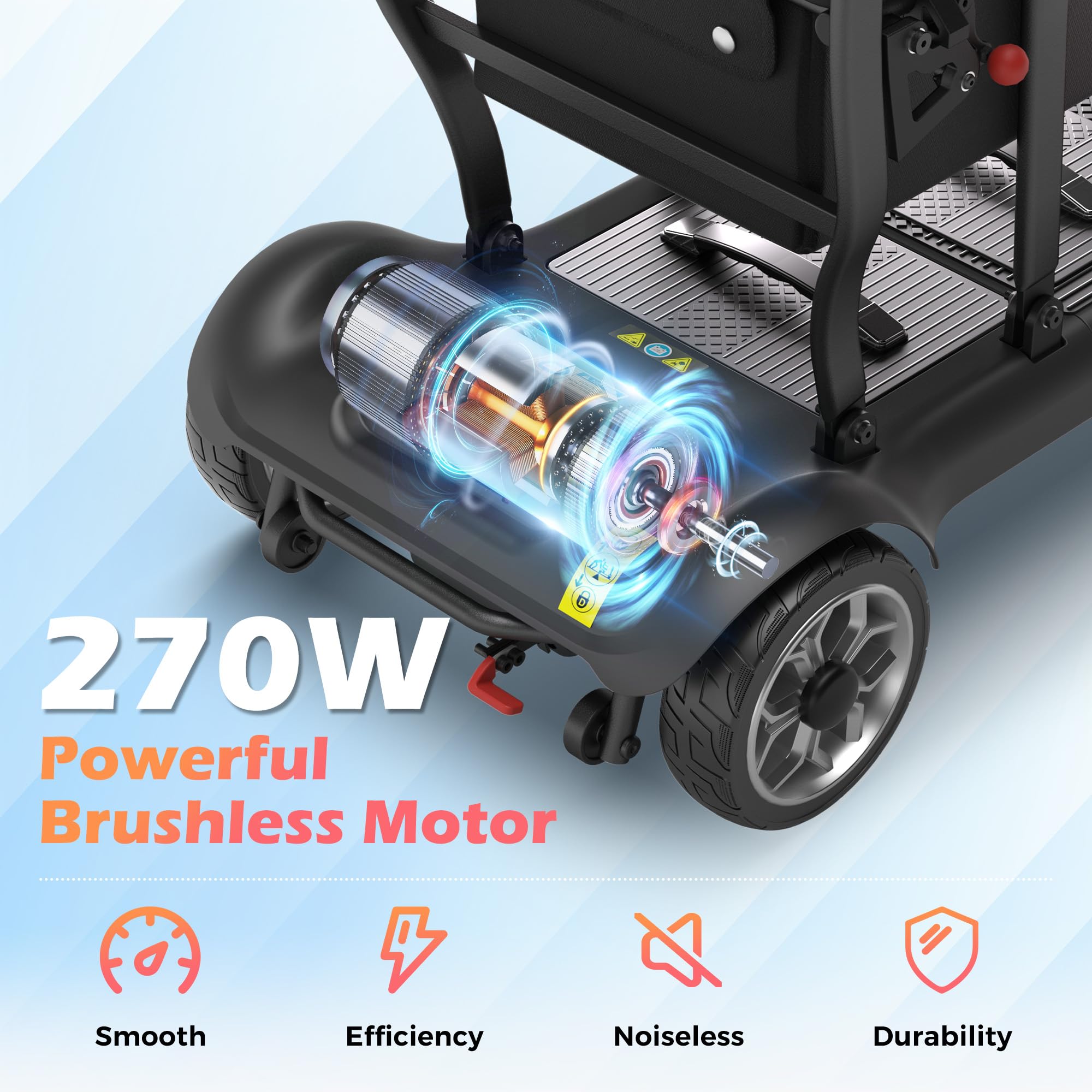 Lightweight Mobility Scooter for Seniors & Adults - Cruise & Airport Approved, 43lb Foldable Portable Motorized Scooters with Removable Lithium Battery for 12.4 Miles Travel, 300lb Capacity, Red