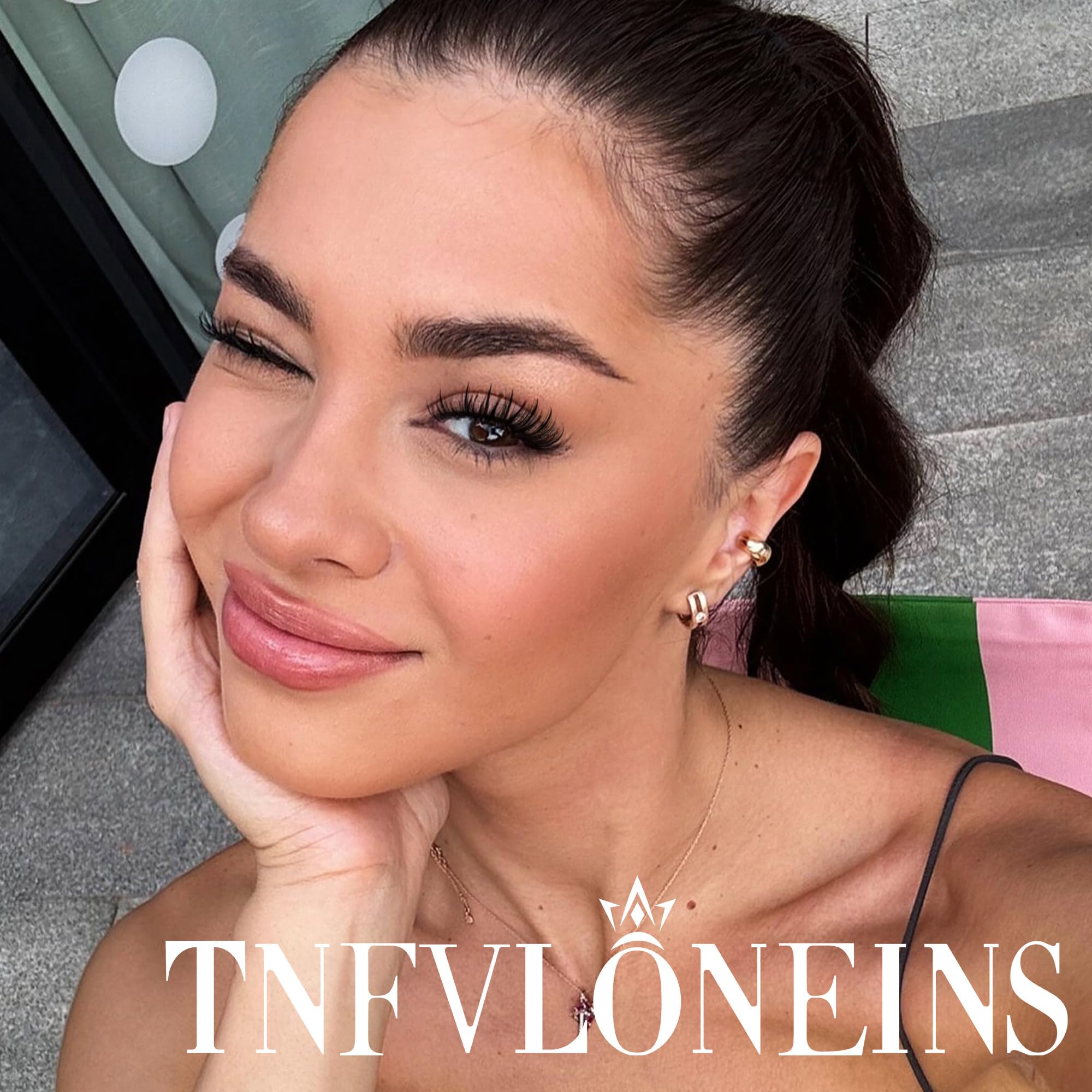 Mink Lashes Fluffy False Eyelashes Natural Look 14-17mm Cat Eye Lashes Pack, 5D Wispy Curly Fake Lashes by TNFVLONEINS - 21 Pairs 3 Styles