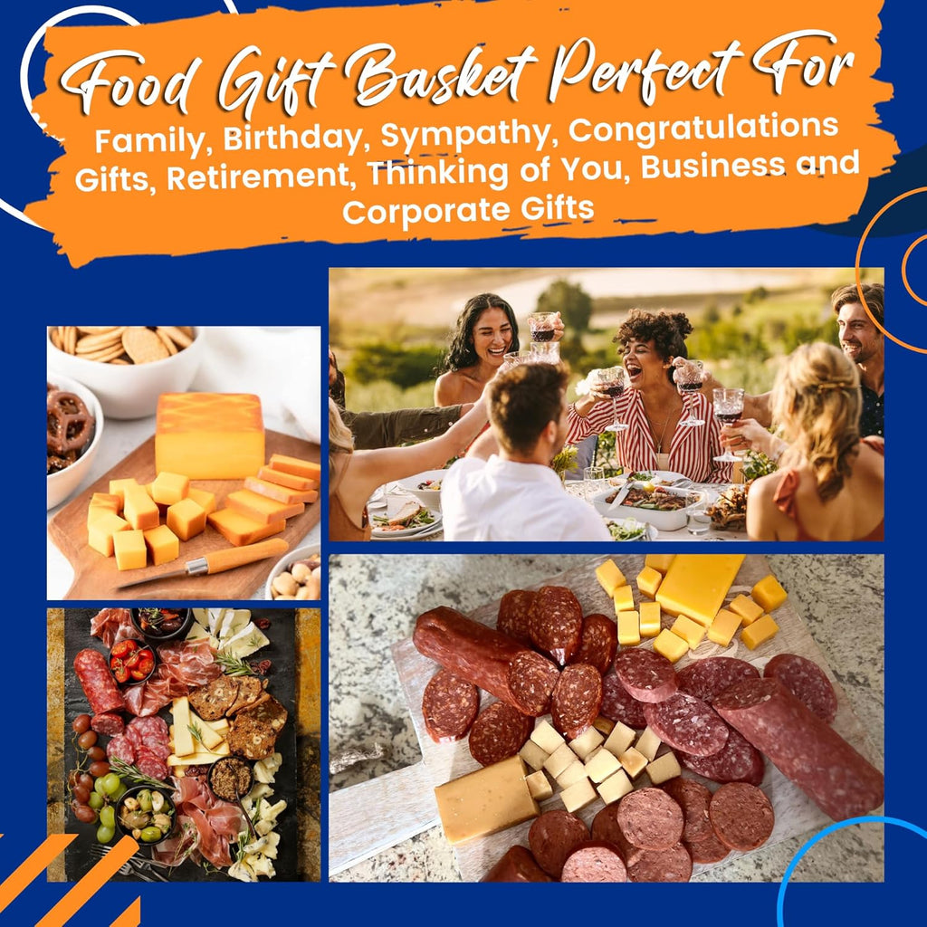 Charcuterie Food Items, Meat and Cheese Gift Basket Bundle – Salami, Summer Sausage - Charcuterie Board Food Gifts for Men - Father's Day, Mother's Day, Easter, House Warming, Care Package