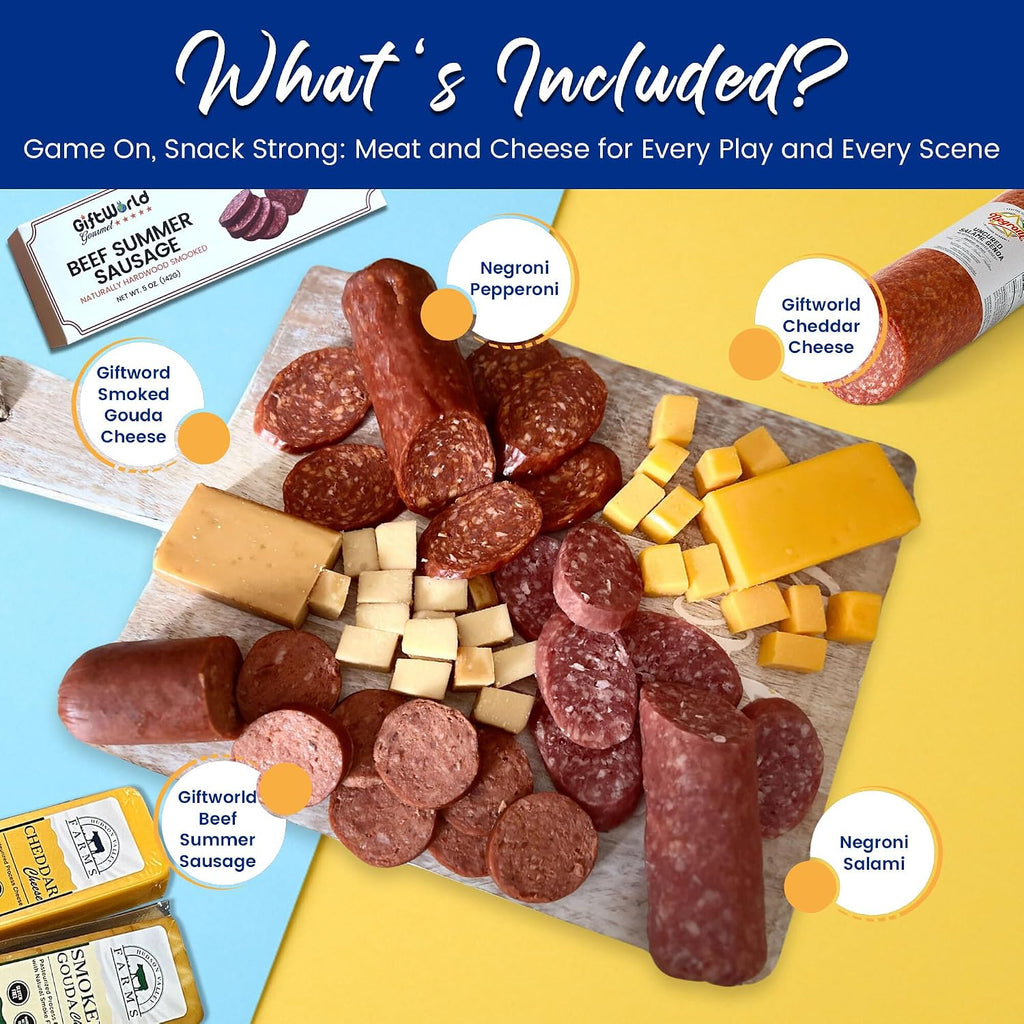 Charcuterie Food Items, Meat and Cheese Gift Basket Bundle – Salami, Summer Sausage - Charcuterie Board Food Gifts for Men - Father's Day, Mother's Day, Easter, House Warming, Care Package