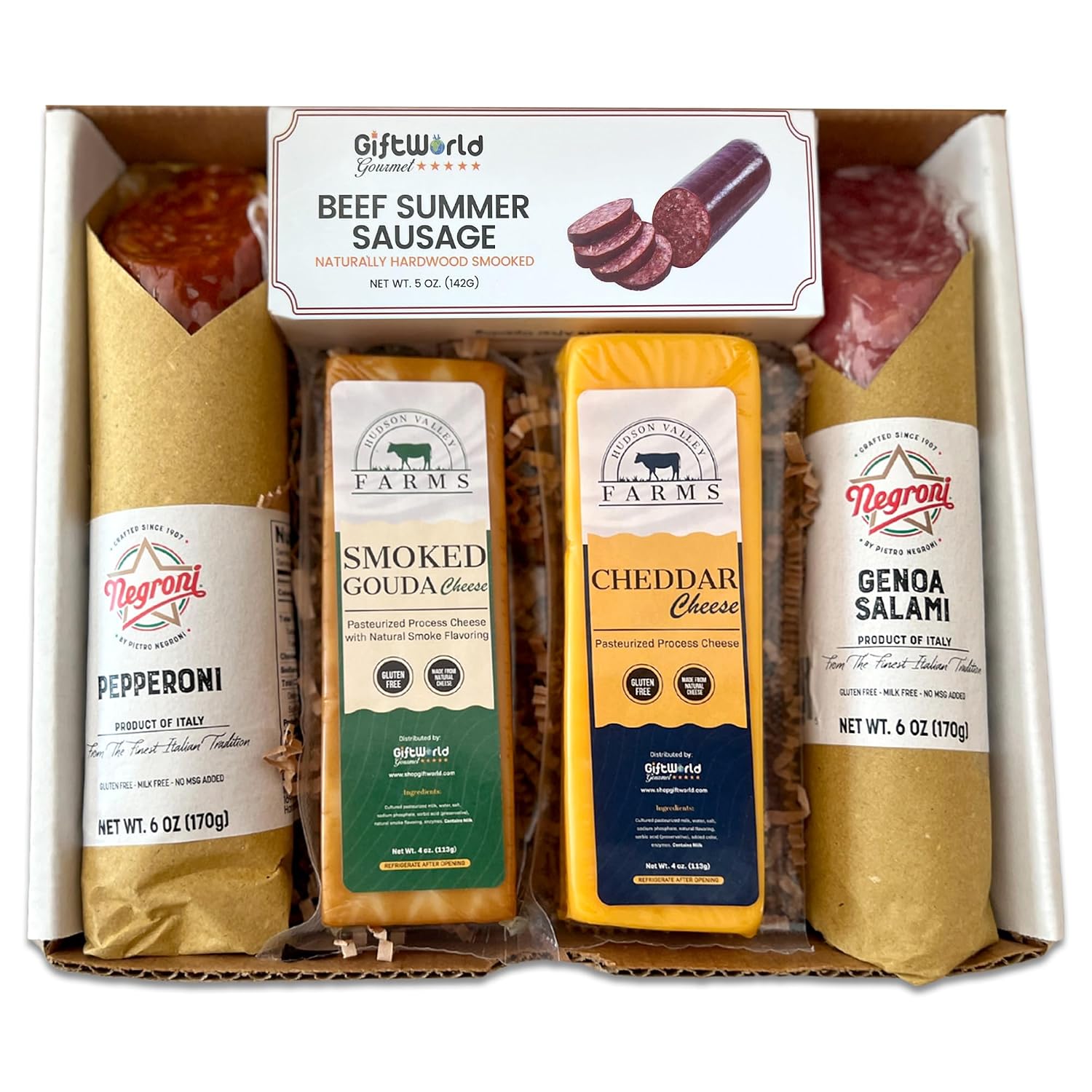 Charcuterie Food Items, Meat and Cheese Gift Basket Bundle – Salami, Summer Sausage - Charcuterie Board Food Gifts for Men - Father's Day, Mother's Day, Easter, House Warming, Care Package