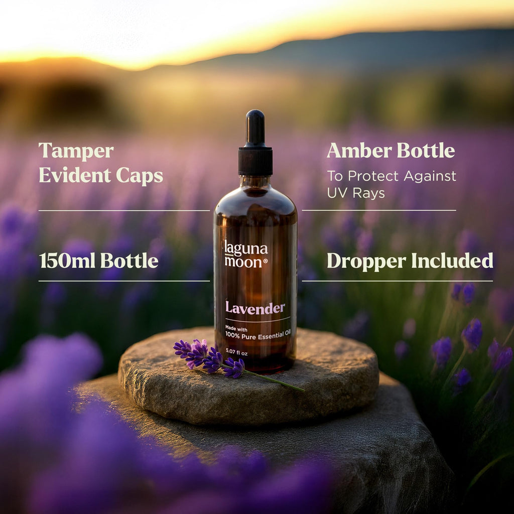 Lagunamoon Essential Oils Aromatherapy Set - 6 Oils for Diffusers, Home Care, Candle Making Scents, Fragrance, Humidifiers, Gifts - Peppermint, Tea Tree, Lavender, Eucalyptus, Orange (10mL)
