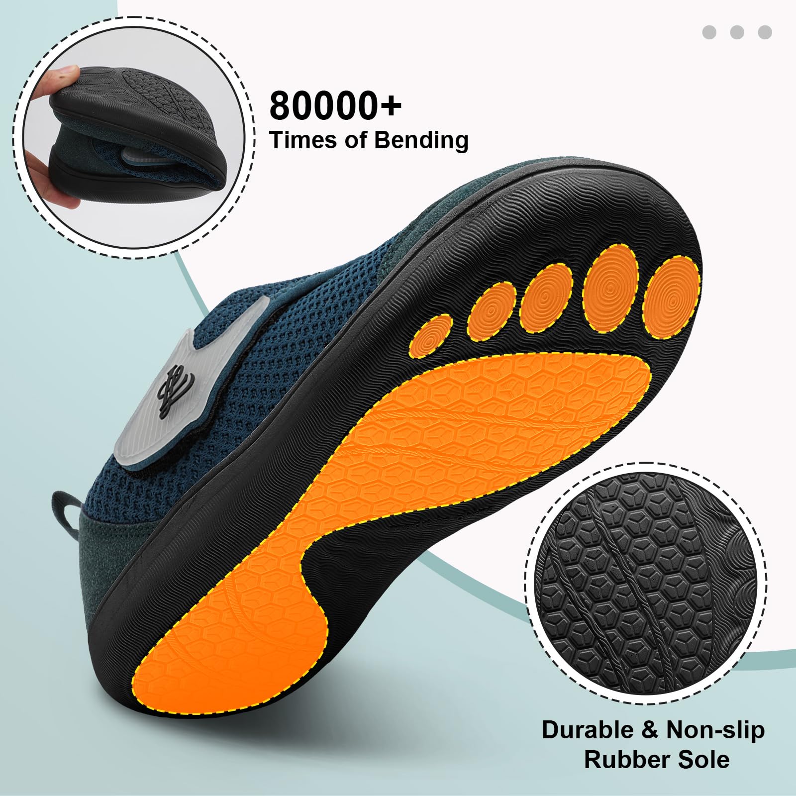 LeIsfIt Mens Wide Diabetic Shoes Adjustable Barefoot Walking Shoes Breathable Zero Drop Sneakers for Wide Width Arthritis Edema Feet
