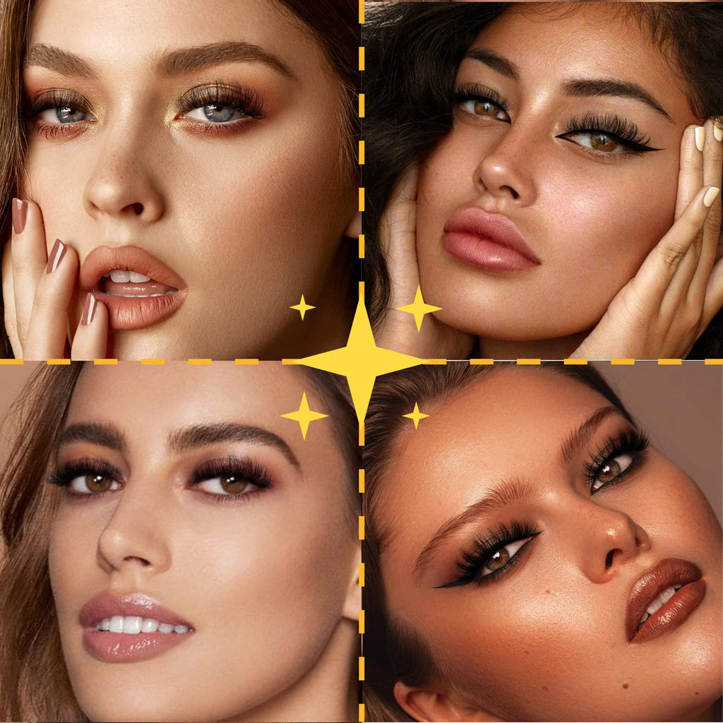 Mink Lashes Fluffy False Eyelashes Natural Look 14-17mm Cat Eye Lashes Pack, 5D Wispy Curly Fake Lashes by TNFVLONEINS - 21 Pairs 3 Styles