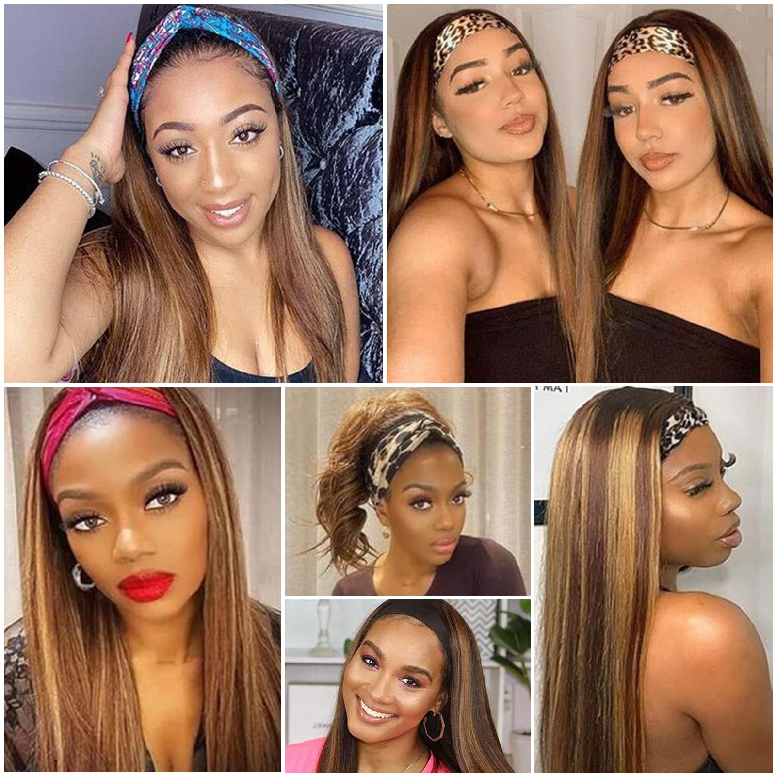 Aiterina Headband Wig Deep Wave 12 Inch Human Hair Headband Wig Curly hair Glueless Human Hair Wigs Machine Made No Lace deep Curly Headband Wigs Natural color