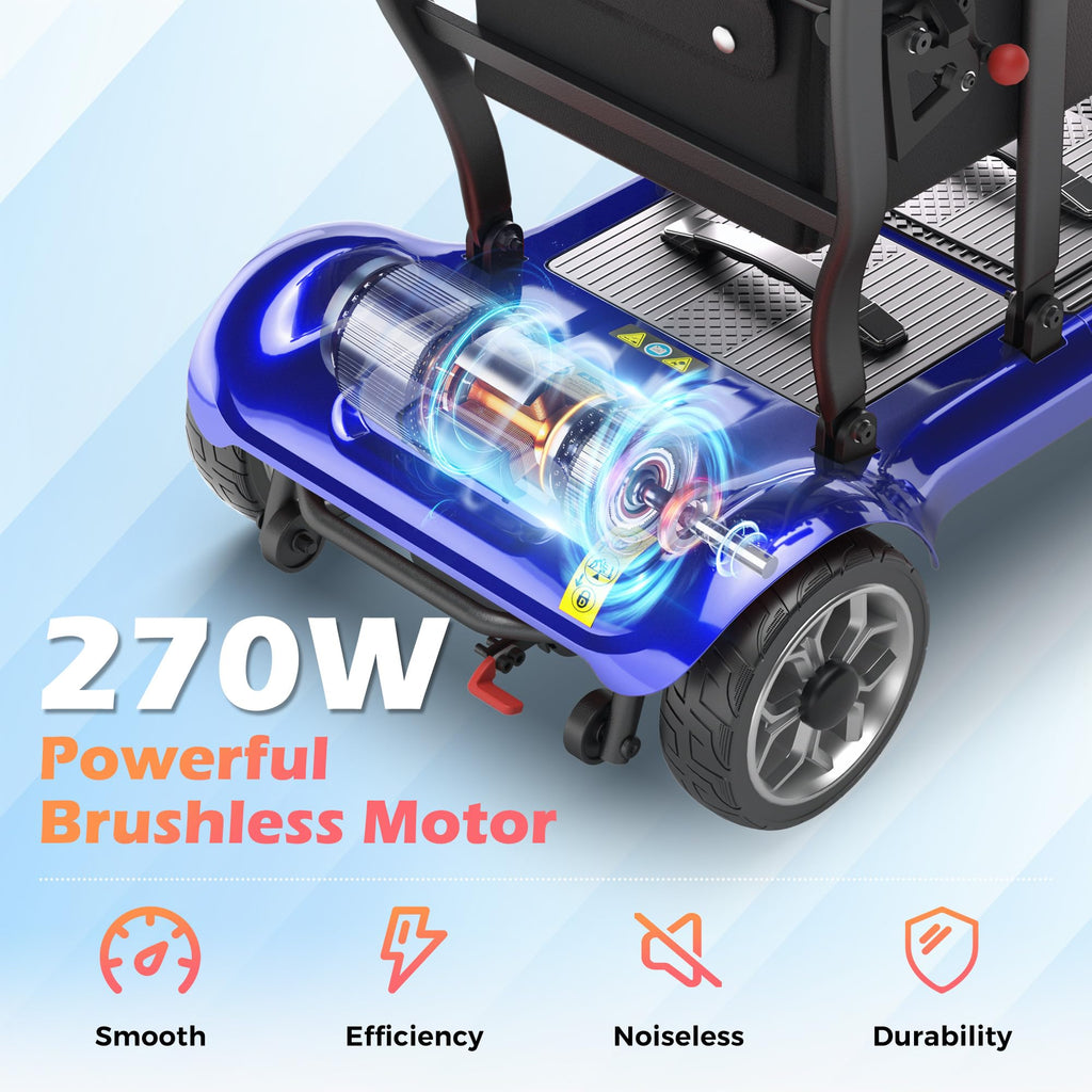 Lightweight Mobility Scooter for Seniors & Adults - Cruise & Airport Approved, 43lb Foldable Portable Motorized Scooters with Removable Lithium Battery for 12.4 Miles Travel, 300lb Capacity, Red