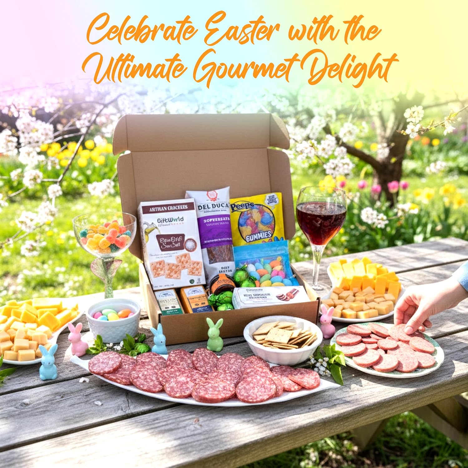 Charcuterie Meat and Cheese Gift Basket, Charcuterie Board Food Items, Food Gifts for Men, Meat Sampler For Men, Tailgating, Business, Congratulations, Care Packages, Thanksgiving and Christmas Gift (8-item Bundle)
