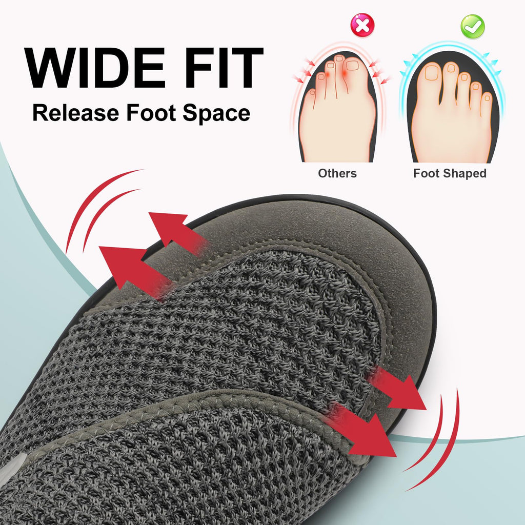 LeIsfIt Mens Wide Diabetic Shoes Adjustable Barefoot Walking Shoes Breathable Zero Drop Sneakers for Wide Width Arthritis Edema Feet