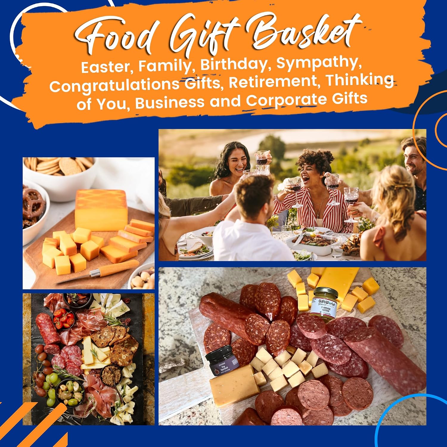 Charcuterie Food Items, Meat and Cheese Gift Basket Bundle – Salami, Summer Sausage - Charcuterie Board Food Gifts for Men - Father's Day, Mother's Day, Easter, House Warming, Care Package