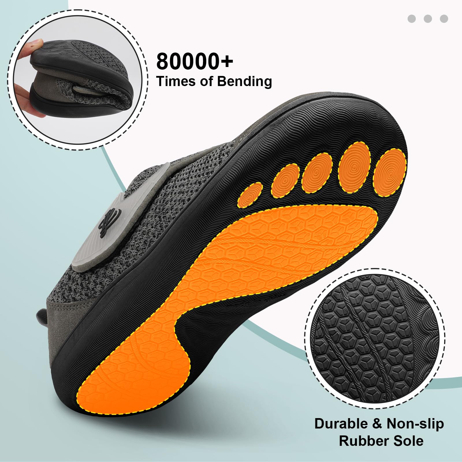 LeIsfIt Mens Wide Diabetic Shoes Adjustable Barefoot Walking Shoes Breathable Zero Drop Sneakers for Wide Width Arthritis Edema Feet