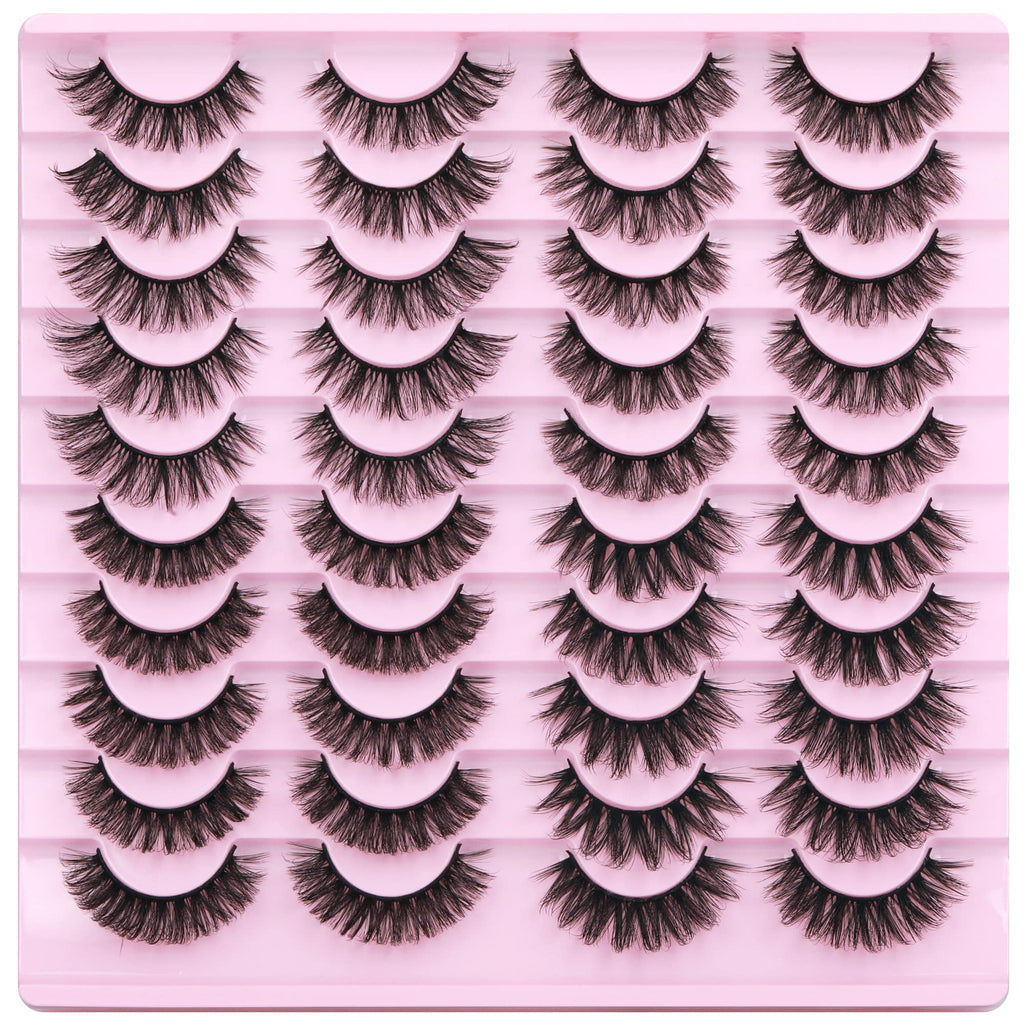 Mink Lashes Fluffy False Eyelashes Natural Look 14-17mm Cat Eye Lashes Pack, 5D Wispy Curly Fake Lashes by TNFVLONEINS - 21 Pairs 3 Styles