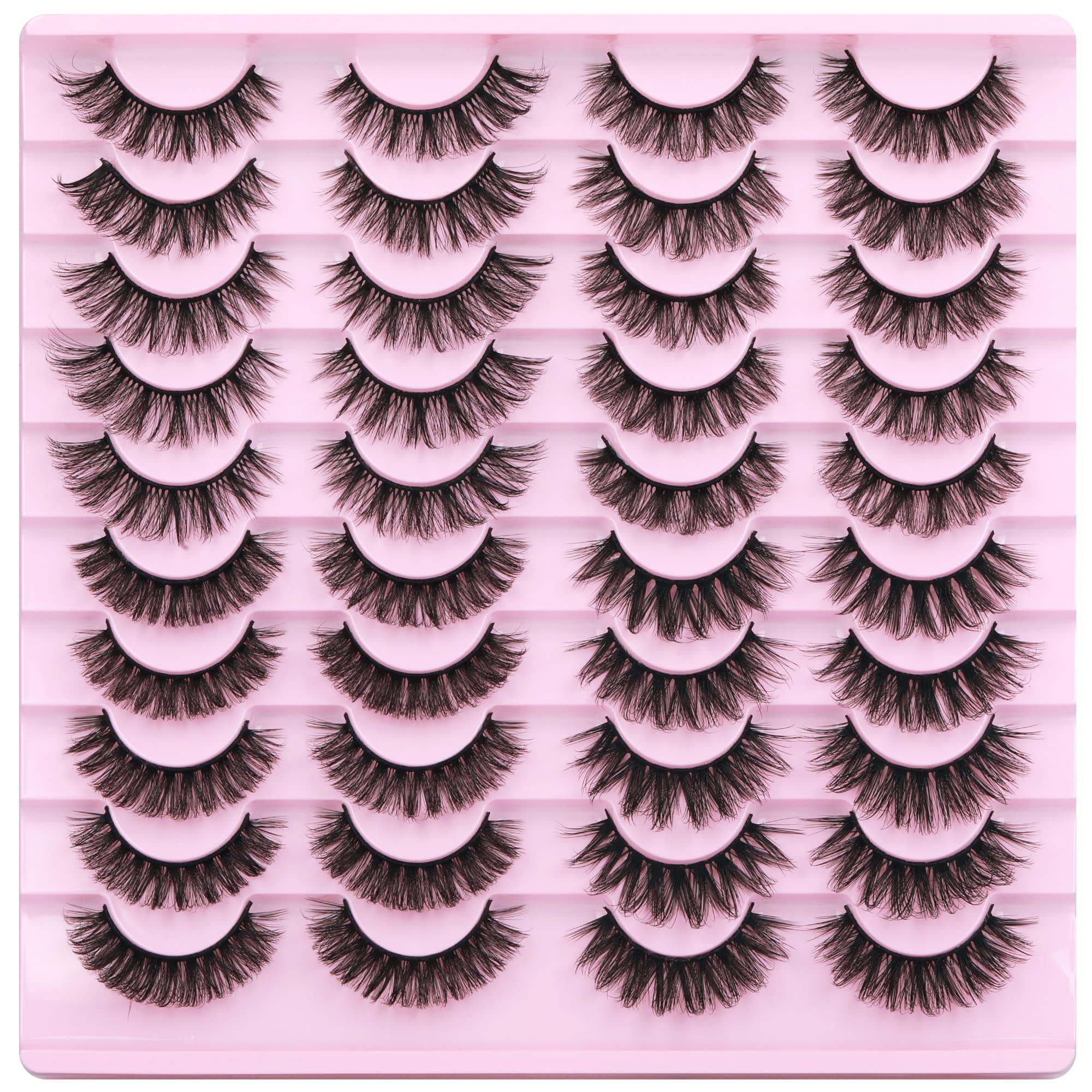 Mink Lashes Fluffy False Eyelashes Natural Look 14-17mm Cat Eye Lashes Pack, 5D Wispy Curly Fake Lashes by TNFVLONEINS - 21 Pairs 3 Styles