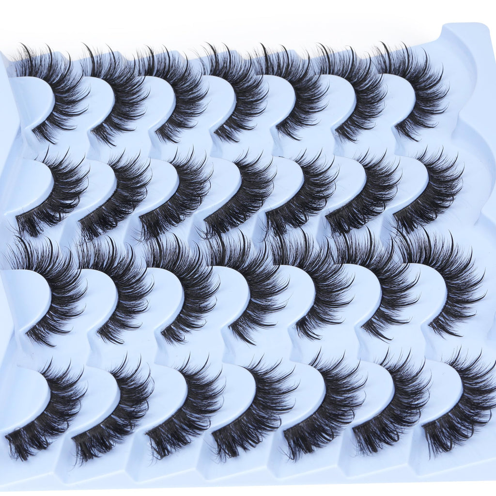 Mink Lashes Fluffy False Eyelashes Natural Look 14-17mm Cat Eye Lashes Pack, 5D Wispy Curly Fake Lashes by TNFVLONEINS - 21 Pairs 3 Styles