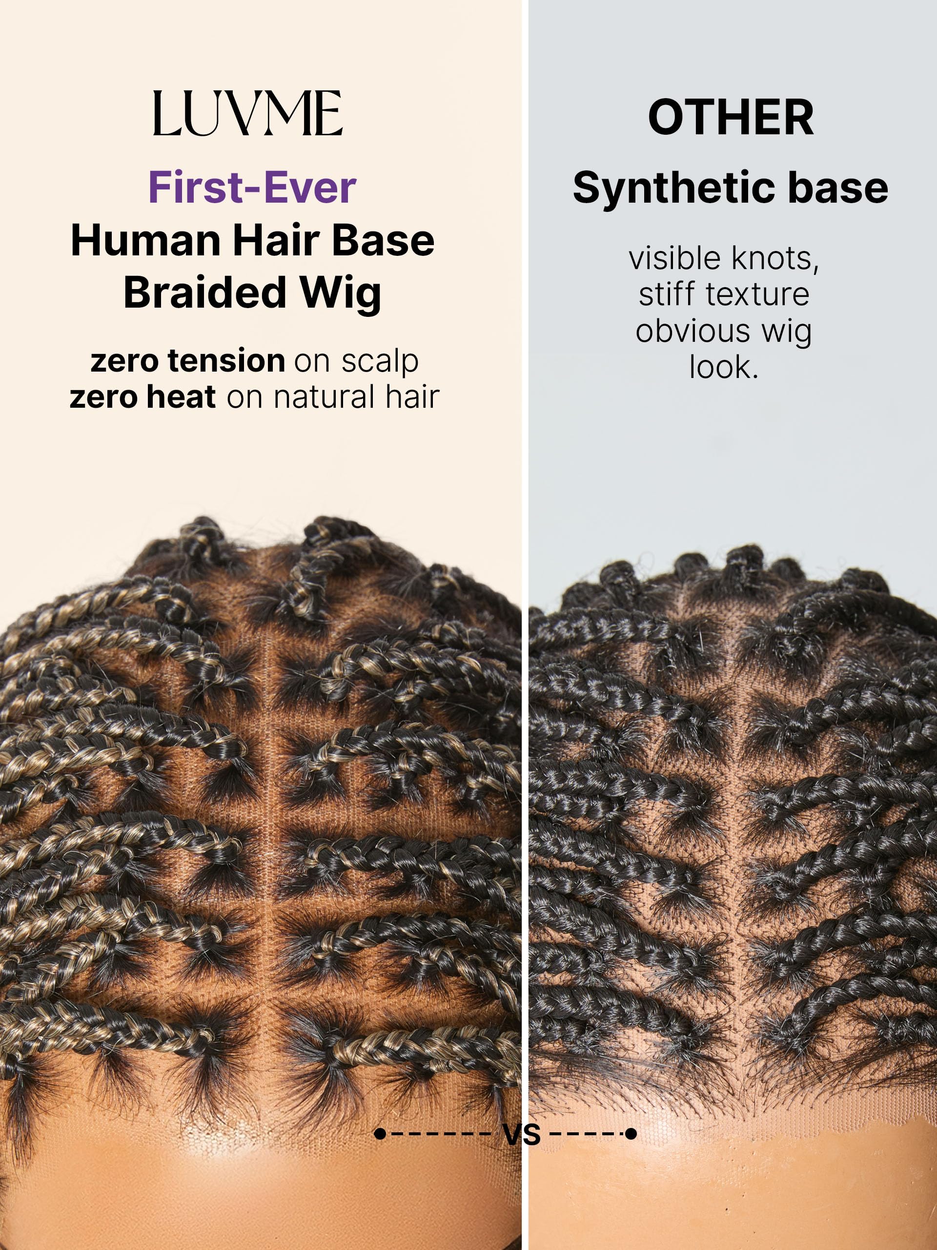 LUVME HAIR Full Lace 26 Inch Braided Wig OwnScalp™ Salon-Level 200% Density | Nautral Bleached Knots Human Hair Blended Synthetic Braids with a Natural Real Scalp Look Full HD Lace Knotless Box Braid Wig
