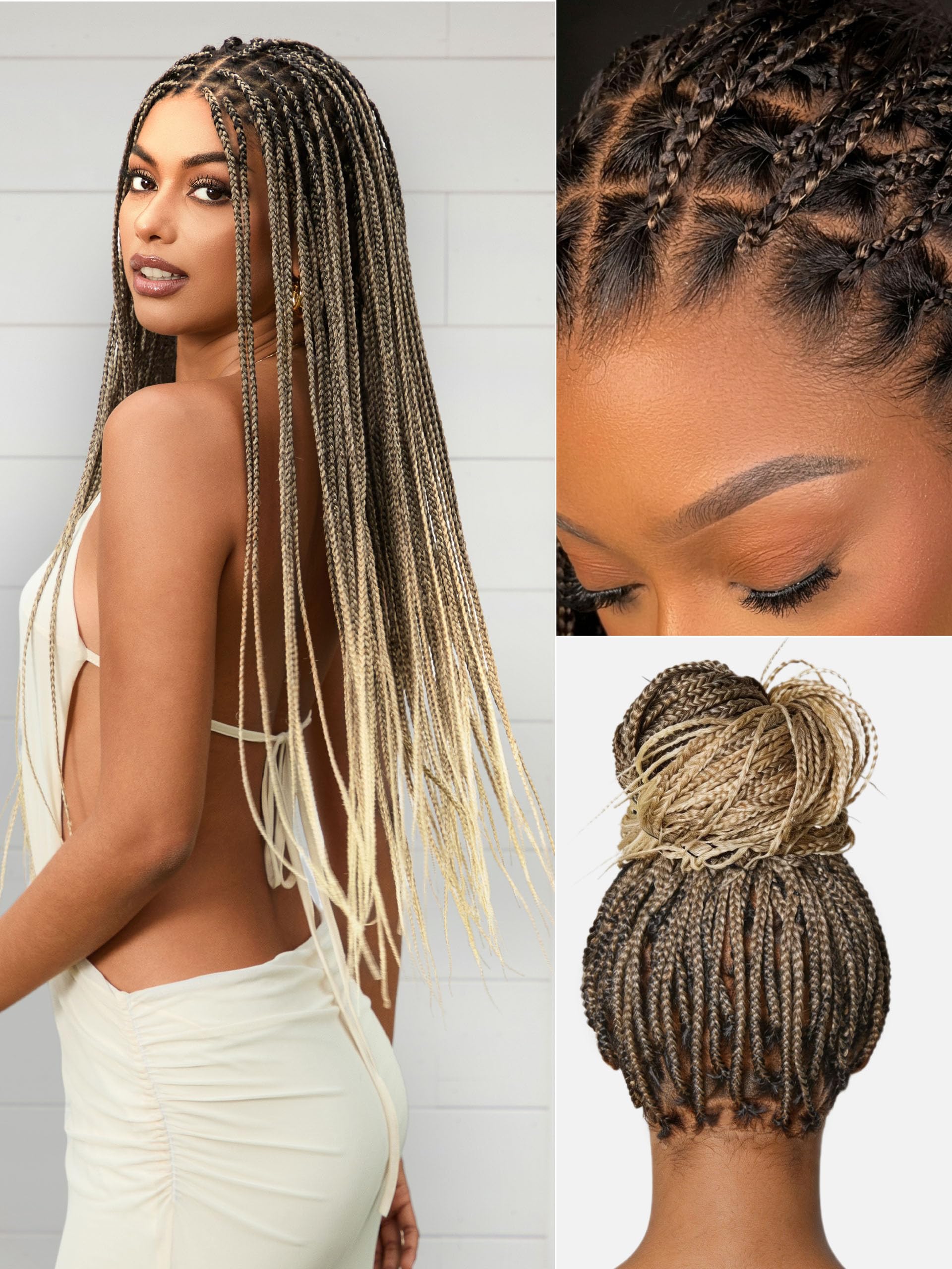 LUVME HAIR Full Lace 26 Inch Braided Wig OwnScalp™ Salon-Level 200% Density | Nautral Bleached Knots Human Hair Blended Synthetic Braids with a Natural Real Scalp Look Full HD Lace Knotless Box Braid Wig